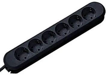 Bachmann Smart černá / Prodlužovací kabel / 6x zásuvka / 5 m