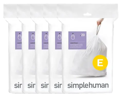 Simplehuman Sáčky do odpadkového koše 20 l typ E / Sáčky do koše / Zatahovací / 100 ks