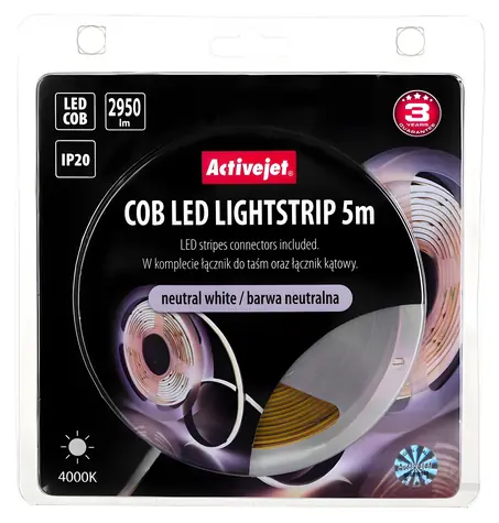 Activejet AJE-COB neutrální bílá / LED pásek / 5 m / 30 W / 2950 lm / IP20
