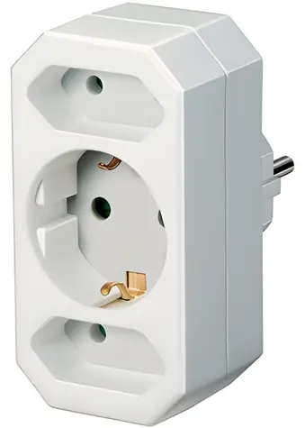 Brennenstuhl Zásuvkový adaptér 2+1 bílá / Zásuvkový adaptér / 2x Euro + 1x s ochranným kontaktem