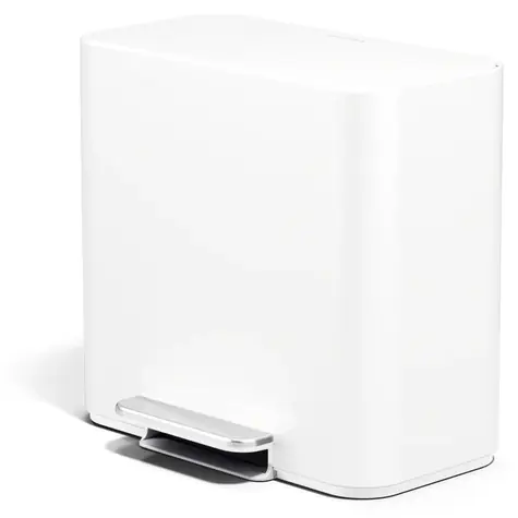 Simplehuman DUAL MINI bílá ocel / Pedálový odpadkový koš na tříděný odpad / 15 l / 2 oddělené nádoby