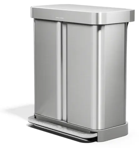 Simplehuman 58 l (34/24) kartáčovaná ocel, FPP / Pedálový odpadkový koš na tříděný odpad / 34 l + 24 l