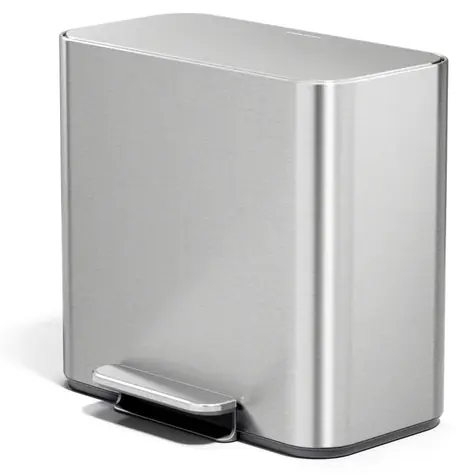 SIMPLEHUMAN Pedálový odpadkový koš DUAL MINI / Tříděný odpad / 15 l / nerezová ocel