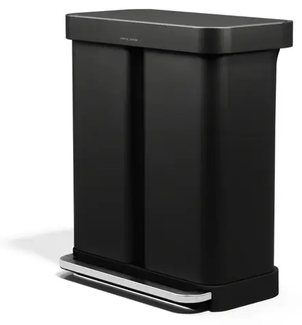 Simplehuman 58 l (34/24) matná černá ocel / Pedálový odpadkový koš na tříděný odpad / 34 l + 24 l