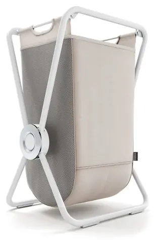 Simplehuman X-FRAME bílá ocel, béžový polyester / Koš na prádlo / skládací / jednoduchý