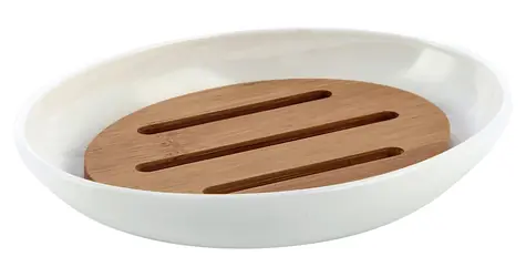 MSV OSLO mýdlenka bílá / plast / bambus
