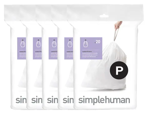 Simplehuman sáčky do odpadkového koše 50-60 l typ P / Sáčky na odpad / zatahovací / 100 ks / 35 µm