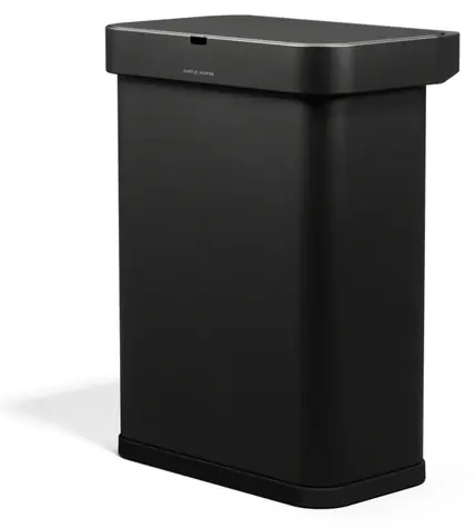 Simplehuman SENSOR černá ocel / Odpadkový koš / Bezdotykový / Hlasové a pohybové ovládání / 58 l