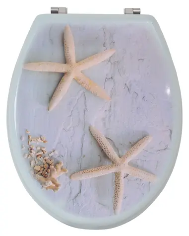 MSV STARFISH / WC prkénko / s motivem / MDF / nerezové panty / 56 x 360 x 450 mm