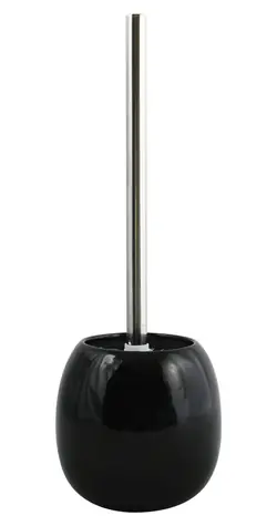 MSV JAVA WC štětka černá / Keramická nádoba / Nerezová rukojeť / 12 x 38,5 cm
