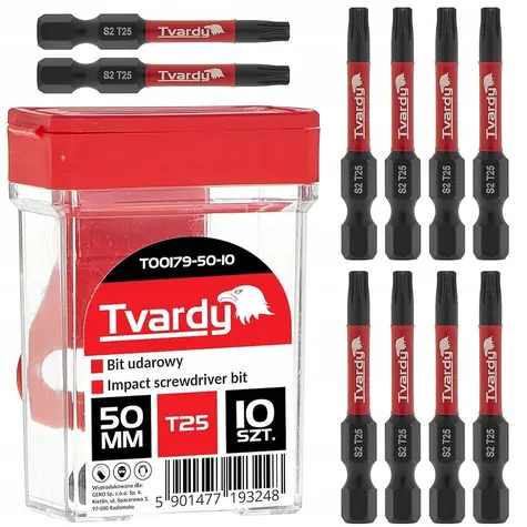 Tvardy Rázový bit T25 / Bity / 50 mm / Ocel S2 / 1 ks