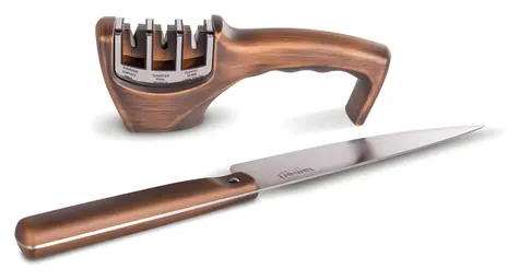 Lamart RETRO LT2156 / Sada nůž a brousek / 3stupňový brousek / nůž 20 cm ostří