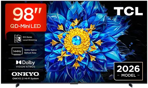 98" TCL 98P8L černá / Televize / QLED / Mini LED / 4K UHD / Google TV / 144Hz / Dolby Vision