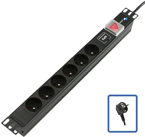 Lanview Logon TUPS047 / PDU / 19" 1U / 6x French / vypínač / přepěťová ochrana