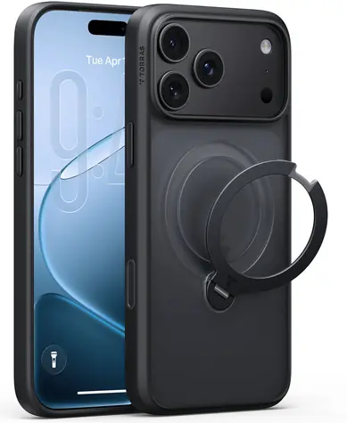 Torras Ostand Q3 Spin černá / Ochranné pouzdro / Apple iPhone 18 Pro Max / stojánek 360° / magnetický