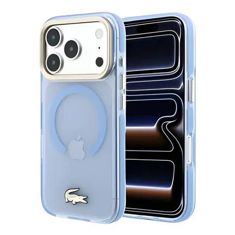 Lacoste IML Shockproof Petit Pique Gold Logo modrá / Kryt / MagSafe / iPhone 18 Pro
