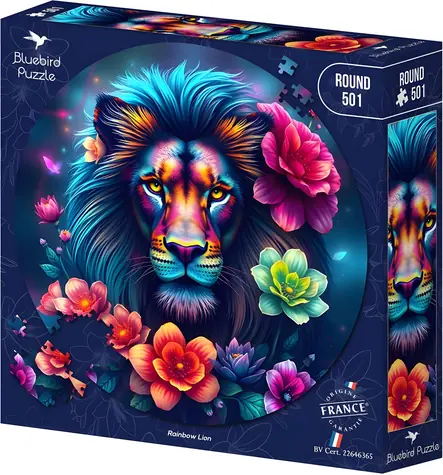 BLUEBIRD Kulaté puzzle Duhový lev / 501 dílků / průměr 45 cm