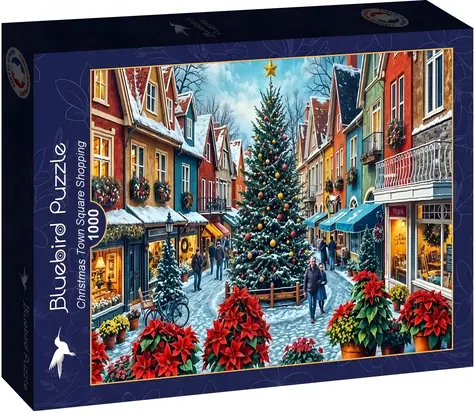 BLUEBIRD Puzzle Vánoční nákupy na náměstí / 1000 dílků / 69 x 47,8 cm