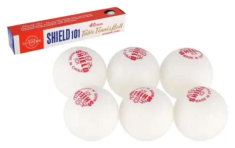 TEDDIES Míčky na stolní tenis SHIELD / 6 ks / průměr 4 cm / bílé