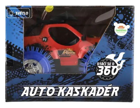 TEDDIES Auto kaskadérské na baterie / 9 cm / Světlo a zvuk / Otočka 360° / od 3 let