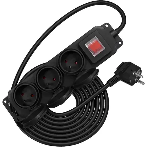 RETLUX RPC 207 / Prodlužovací přívod / 3 zásuvky / 3×1,5 mm2 / 3 m / IP44