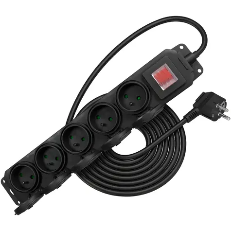 Retlux RPC 208 / Prodlužovací přívod / 5 zásuvek / IP44 / 3×1,5 mm2 / 3 m