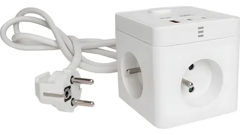 RETLUX RPC 83 bílá / Prodlužovací přívod / 3 zásuvky / 2× USB-C + USB-A / vypínač / 1,4 m