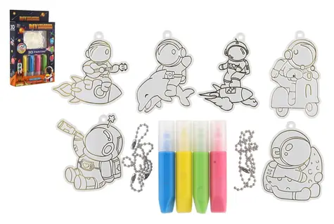 TEDDIES Vymaluj si svůj přívěsek Vesmír / Kreativní sada / 13 x 21 cm / od 3 let