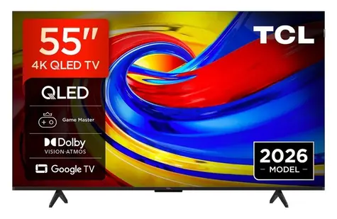 55" TCL 55P7L černá / Televize / QLED / 4K UHD / Google TV / Wi-Fi / DVB-T2/C/S2 / 20W repro