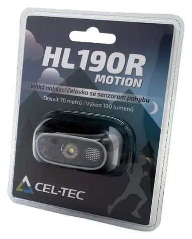 CEL-TEC HL190R Motion / Nabíjecí čelovka / senzor pohybu / 190 lm / IPX4 / baterie 1200 mAh