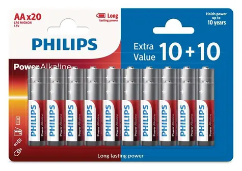 Philips Power LR6P20BP/10 AA 10+10 ks / Baterie / 1,5 V / alkalická