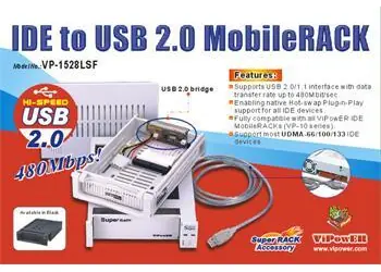 Vipower VP-1528LSF bílá / Výměnný rámeček / pro SATA HDD