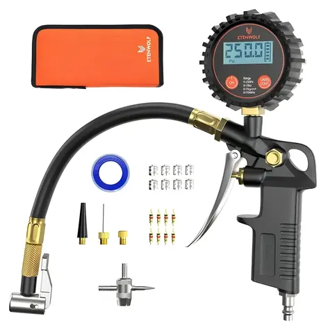 Etenwolf T500 / Elektronický manometr / Huštění a vypouštění / 3-250 PSI / ANSI B40.7 / 1/4" NPT