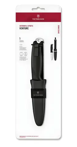 VICTORINOX Venture černá / Nůž s pevnou čepelí / čepel 105 mm / blistr