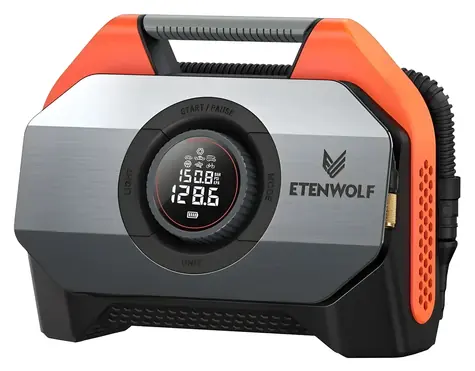 Etenwolf S6 oranžová / Aku vzduchový kompresor / 11,03 bar / 19 200 mAh / 42 l/min / USB-C