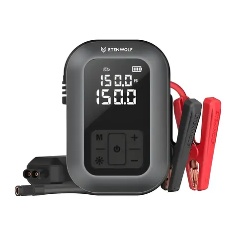 Etenwolf X5 Pro / Autokompresor / 22 l/min při 30 PSI / max. 160 PSI (11,03 bar) / 6000 mAh / 135 W