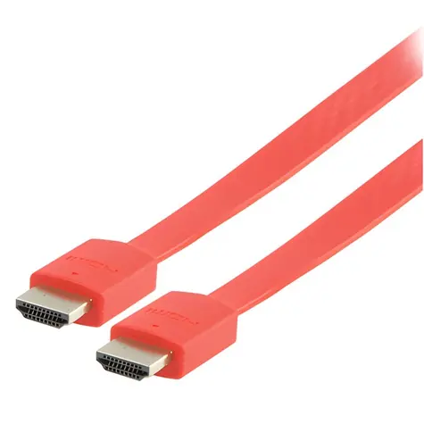 Valueline Plochý kabel HDMI VLMP34010R2.00 červený / Kabel / HDMI 1.4 / 3D/4K / 2 m