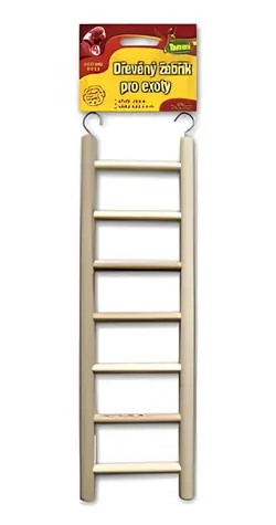 Dřevěný žebřík pro exoty / Hračka pro ptáky / 7 stupňů / 28 cm
