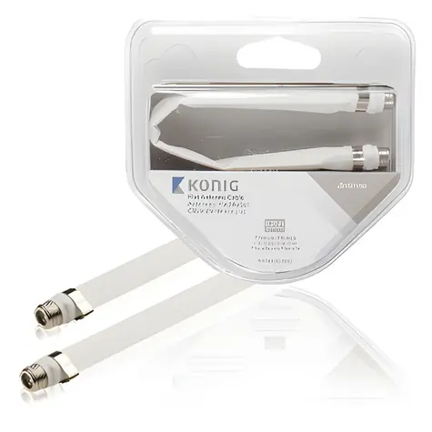 König Plochý anténní kabel F zásuvka - zásuvka bílý / Anténní kabel / 0,2 m