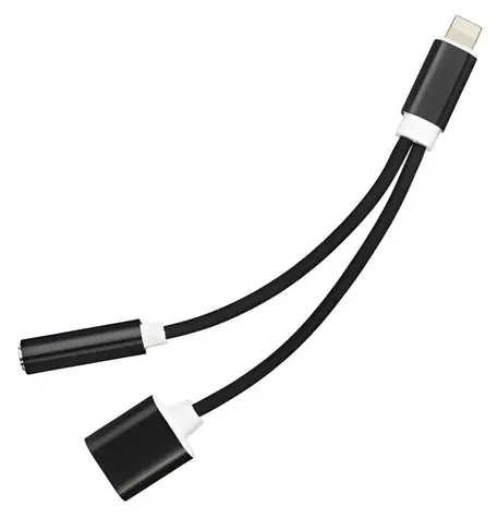 Adaptér Lightning audio + nabíjení pro iPhone černá / Adaptér / HF audio a nabíjení / Lightning