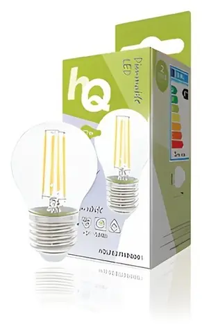 HQ LED žárovka retro s vláknem Miniglobe E27 / Žárovka / E27 / 4 W / 370 lm / 2700 K / stmívatelná