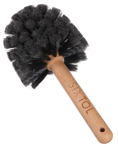 SIXTOL Car Detailing Wood Brush 1 černá / Kulatý kartáč na čištění kola a motorky / bukové dřevo / průměr 13,5 cm