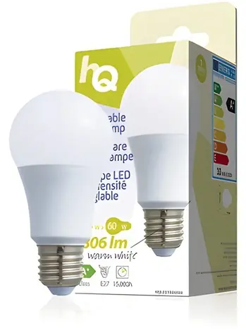 HQ Stmívatelná LED žárovka A60 E27 9W / 806lm / 2700K / teplá bílá
