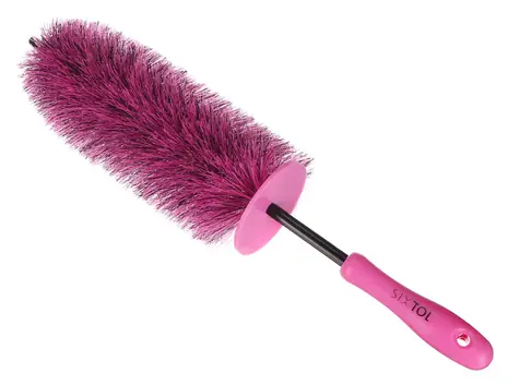 SIXTOL CAR DETAILING TIRE BRUSH PINK / Kartáč na čištění ráfků kol auta / průměr 10 cm