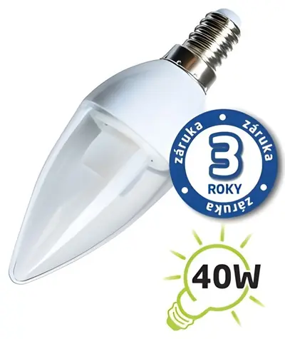 Tipa LED žárovka C37 E14 5W / LED žárovka / teplá bílá / čirá