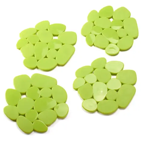 MSV GALETS anýzově zelená / Protiskluzová podložka / ve tvaru oblázků / sada 4 ks / PVC / 12 x 13 cm