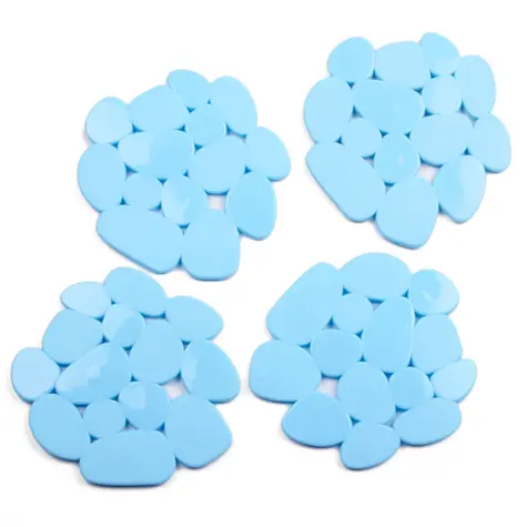 MSV GALETS světle modrá / Protiskluzová podložka / ve tvaru oblázků / sada 4 ks / PVC / 12 x 13 cm