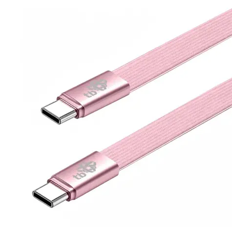 Plochý kabel USB-C - USB-C 1 m pudrově růžová / Kabel USB-C / USB-C (M) - USB-C (M)