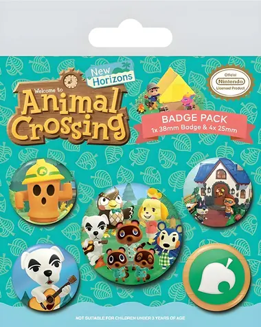PYRAMID Sada odznaků Animal Crossing / 5 ks / Kulaté