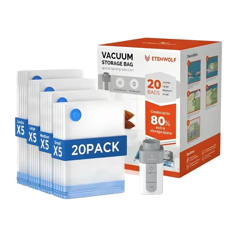 Etenwolf VB03 / Sada vakuových sáčků / elektrická pumpa / 1500 mAh / 360 l/min / 20 ks